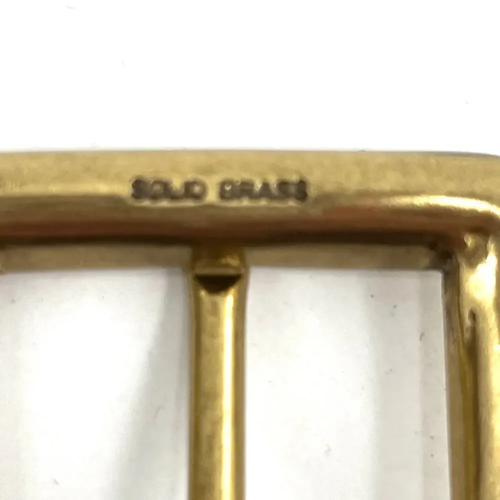 Polo Ralph Lauren men’s leather brown logo square brass buckle belt